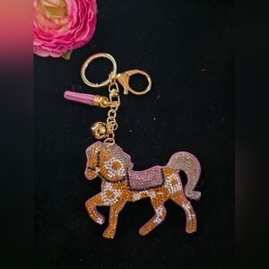 Sparkly Rhinestone Horse Bag Charm / Keychain